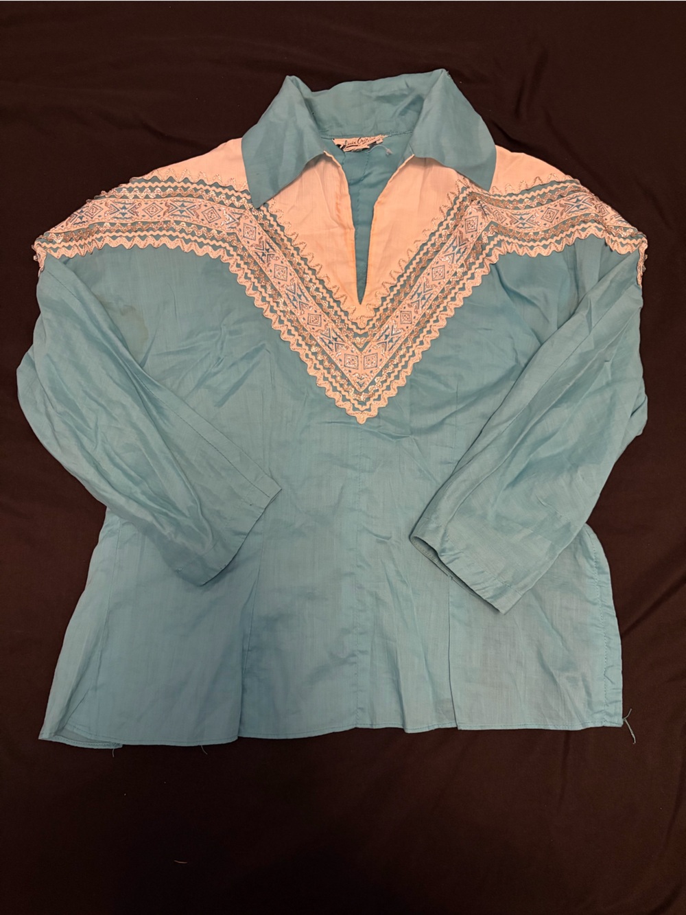 Light Blue Embroidered Women's Sleep Top - Brand Unknown